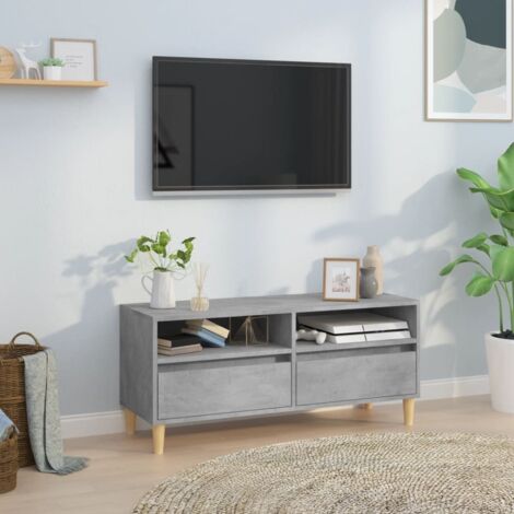 Meuble TV, Banc TV, Support pour Téléviseur, Meuble de Salon Gris béton 100x34,5x44,5 cm bois d'ingénierie YHJ69049
