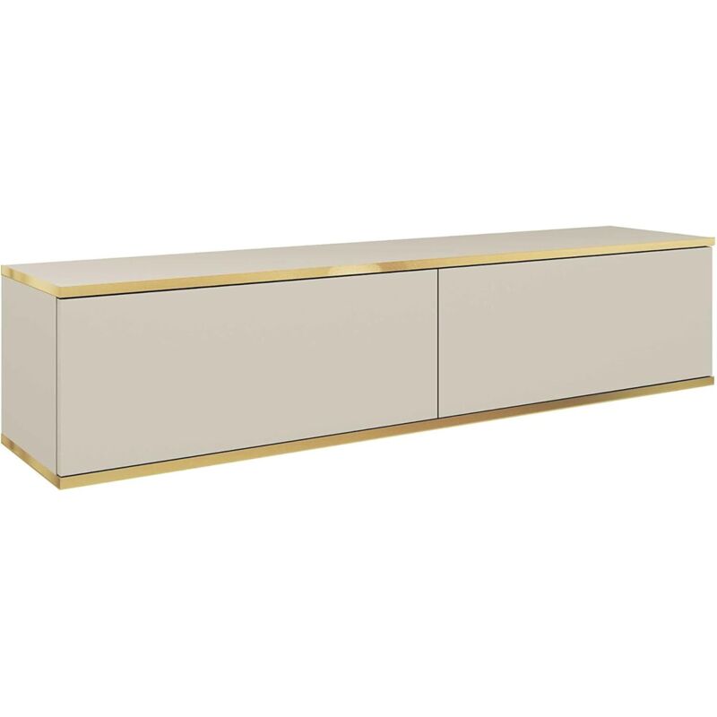 Meuble TV, Beige, 135 × 30 × 32 cm, Push to Open
