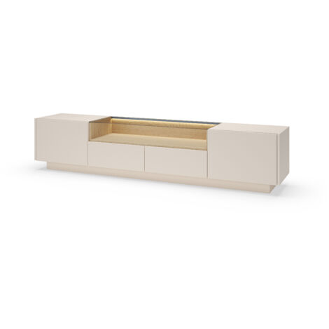 Meuble TV, beige et chêne crémone, 203 x 43,4 x 39,5 cm