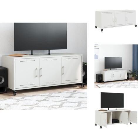 Meuble TV blanc 100,5x39x43,5 cm acier - Meuble TV - Meubles TV - Support TV - Unité TV
