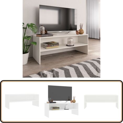Meuble TV Blanc 100x40x40 cm Bois d’ingénierie - Meubles Tv - Meuble Tv Blanc - Meuble Tv Moderne - Meuble Tv Industriel - Unité Tv