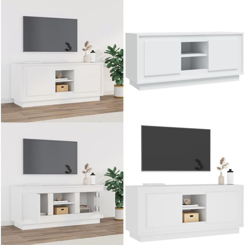 Vidaxl - Meuble tv blanc 102x35x45 cm bois d'ingénierie - Meubles Tv - Meuble Tv - Support Tv - Unité Tv - Meuble Salle Séjour - Home & Living