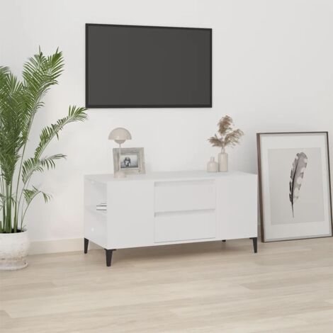 Meuble TV Blanc 102x44,5x50 cm Bois d'ingénierie vidaXL