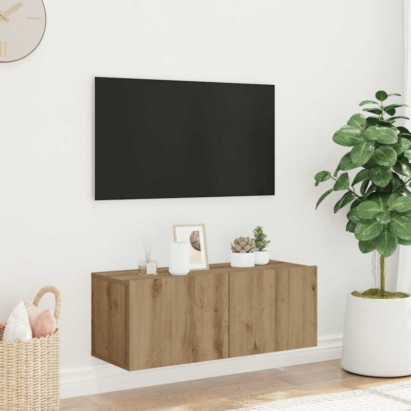 Vidaxl - Meuble tv mural chêne artisanal 80x30x30 cm bois d'ingénierie