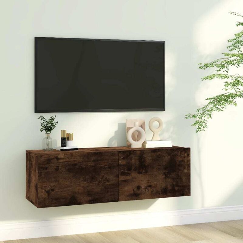 Vidaxl - Armoire murale tv Chêne fumé 100x30x30 cm Bois d'ingénierie