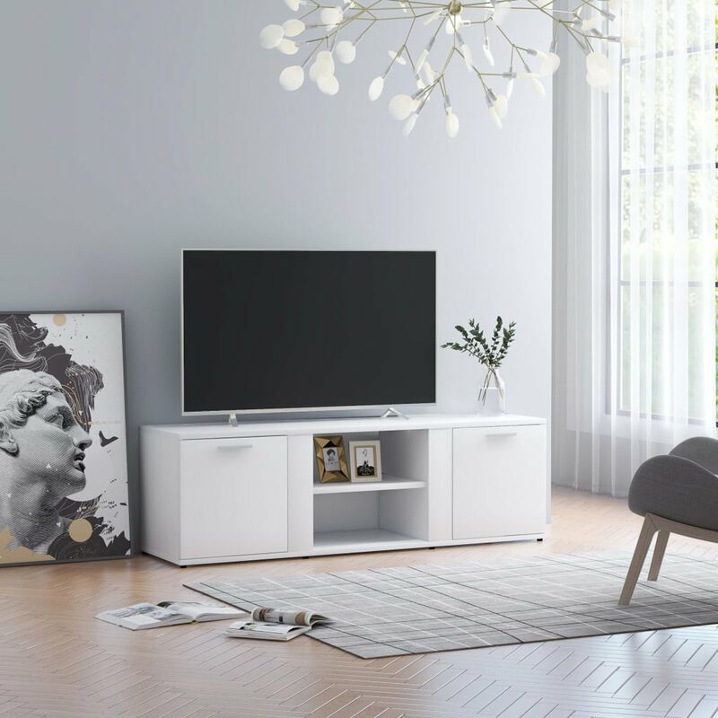 Meuble TV Blanc 120x34x37 cm Agglomere