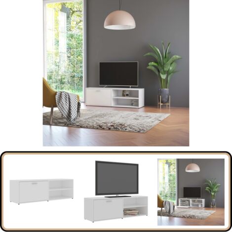 Meuble TV Blanc 120x34x37 cm Bois d'ingénierie - Meubles Tv - Meuble Tv Blanc - Meuble Tv Design - Rangement Media - Support Téléviseur