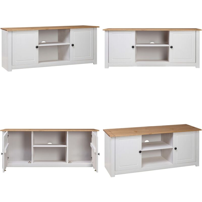 Vidaxl - Meuble tv Blanc 120x40x50 cm Bois de pin massif Gamme Panama - Meuble Tv - Meuble Televison - Meuble Rangement - Meuble Salon - Design