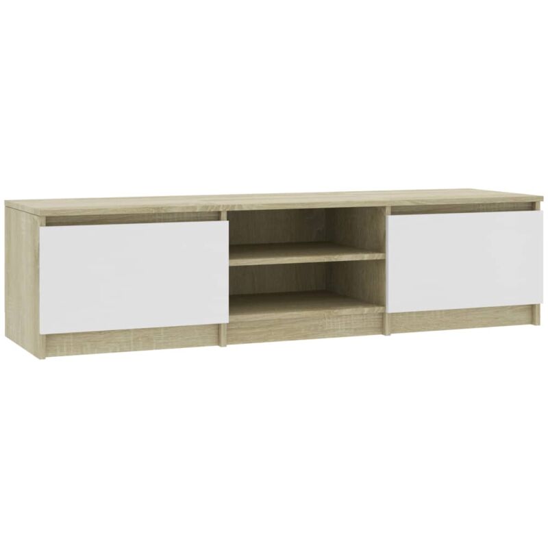 Vidaxl - Meuble tv Blanc et chêne sonoma 140x40x35,5cm Bois d'ingénierie