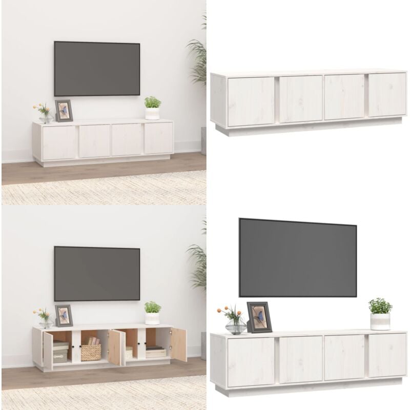 Vidaxl - Meuble tv Blanc 140x40x40 cm Bois de pin massif - Meubles Tv - Meuble Tv - Support Tv - Unité Tv - Meuble Blanc - Home & Living