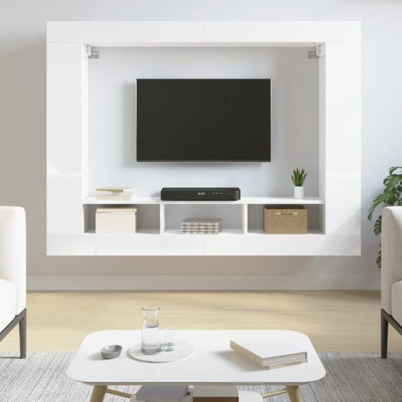 Vidaxl - Meuble tv blanc brillant 152x22x113 cm bois d'ingénierie