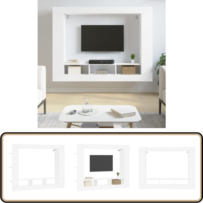 Vidaxl - Meuble tv blanc 152x22x113 cm bois d'ingénierie - Meubles Tv - Meuble Tv - Support Tv - Meuble Hifi - Meuble Moderne