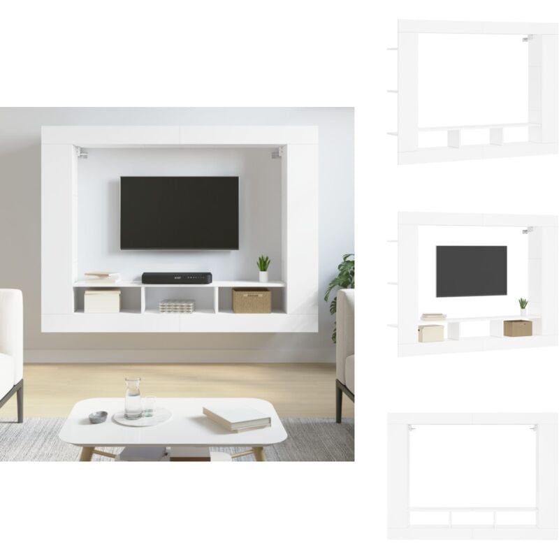 Vidaxl - Meuble tv blanc 152x22x113 cm bois d'ingénierie - Meubles Tv - Meuble Tv - Support Tv - Meuble Hifi - Meuble Moderne