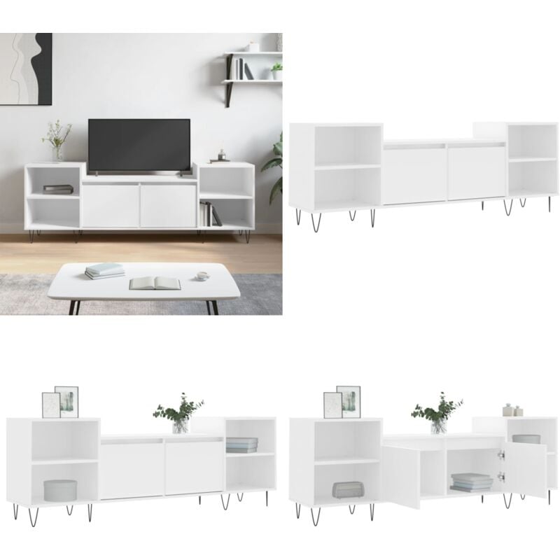 Vidaxl - Meuble tv Blanc 160x35x55 cm Bois d'ingénierie - Meubles Tv - Meuble Tv - Support Tv - Unité Tv - Meuble Blanc - Home & Living