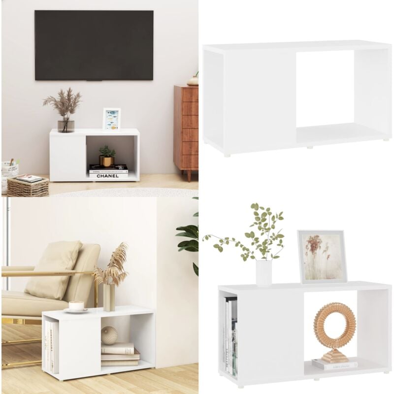 Vidaxl - Meuble tv Blanc 60x24x32 cm Bois d'ingénierie - Meubles Tv - Meuble Tv Blanc - Meuble Rangement - Meuble Salle Séjour - Mobilier Moderne