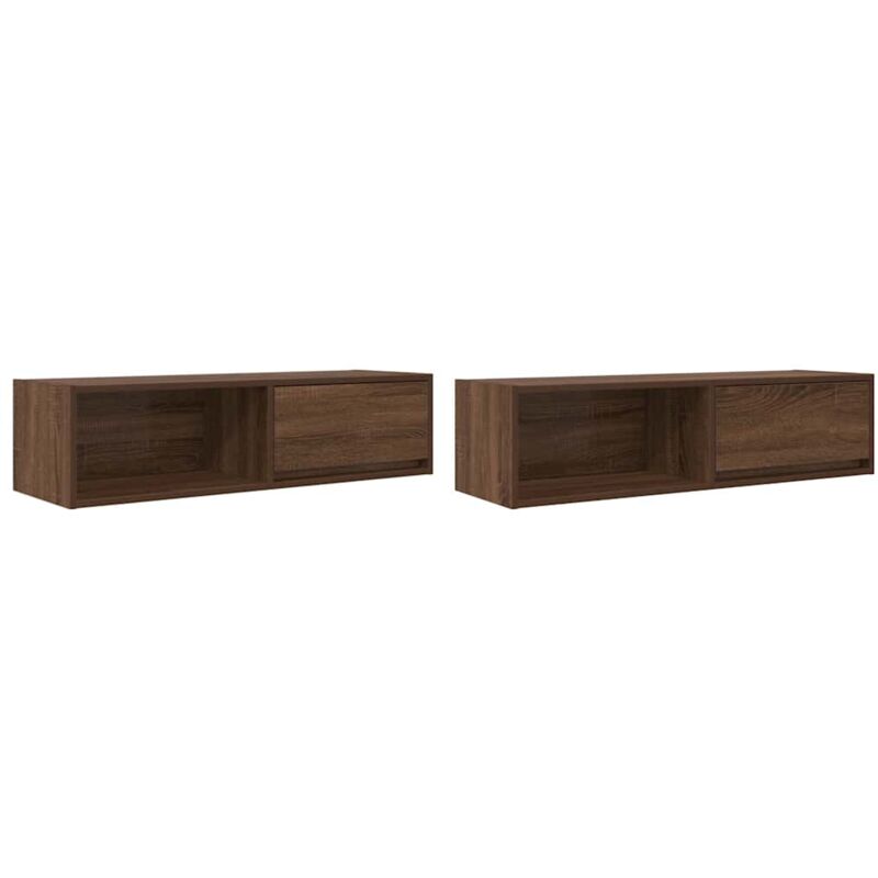 Meuble TV 2 pcs chêne marron 100x31x25,5 cm bois d'ingénierie vidaXL