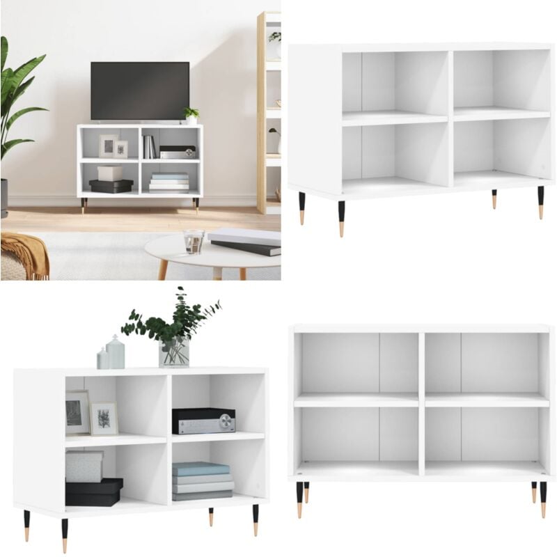 Meuble TV blanc 69,5 x 30 x 50 cm bois d'ingénierie - Meubles Tv - Meuble Tv - Meuble Téléviseur - Étagère Murale - Support Tv - Home & Living