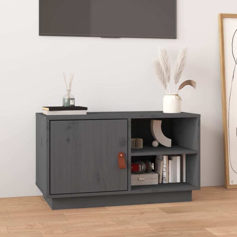 Vidaxl - Meuble tv Gris 70x34x40 cm Bois de pin massif