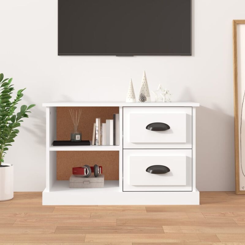 VIDAXL  meuble tv blanc 73x35,5x47,5 cm bois d'ing&eacute;nierie 