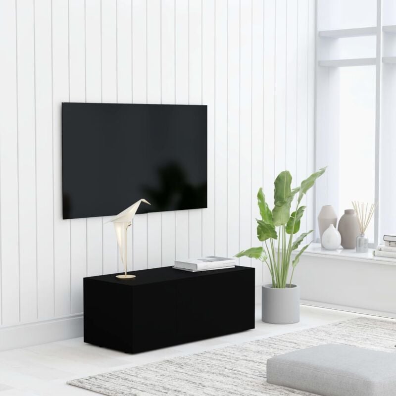 Vidaxl - Meuble tv Noir 80x34x30 cm Bois d'ingénierie
