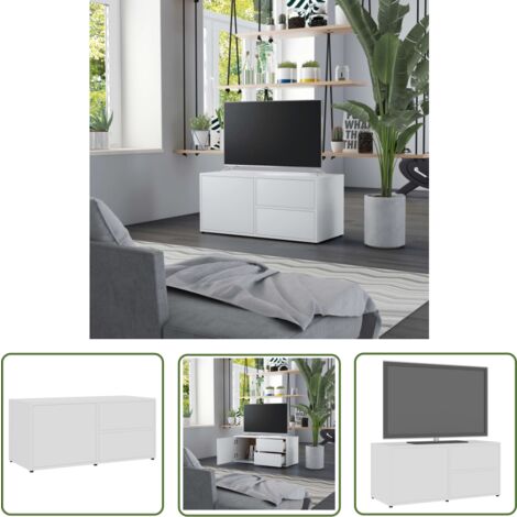 Meuble TV Blanc 80x34x36 cm Bois d'ingénierie - The Living Store