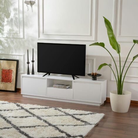 PIER IMPORT Meuble TV blanc avec rangement - effet laque MARFA