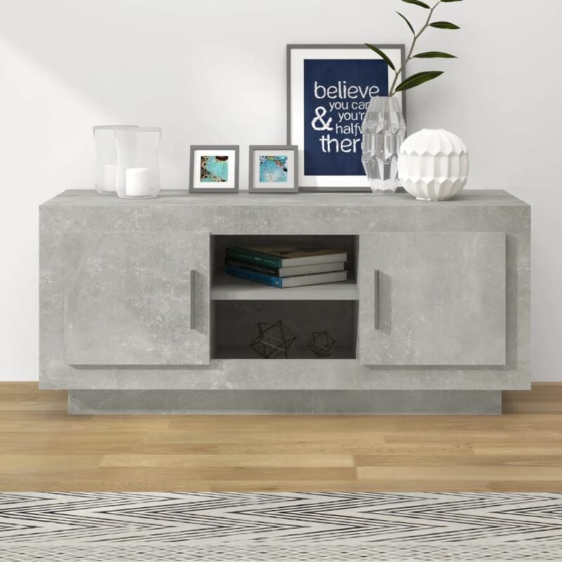 Vidaxl - Meuble tv gris béton 102x35x45 cm bois d'ingénierie