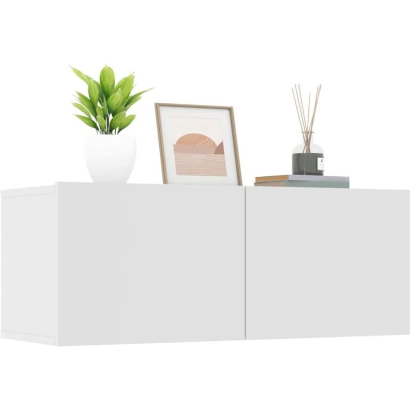 Meuble tv Blanc brillant 120x30x30 cm Bois d'ingénierie