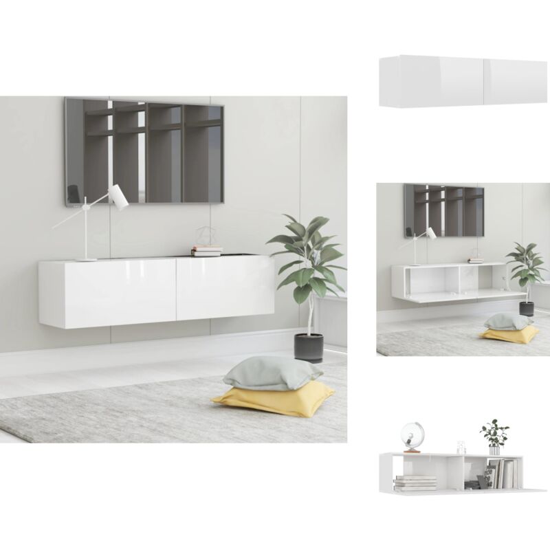 Vidaxl - Meuble tv Blanc brillant 120x30x30 cm Bois d'ingénierie - Meuble Tv Mural - Meuble Télé Blanc - Rangement Tv - Support Tv - Étagère Murale