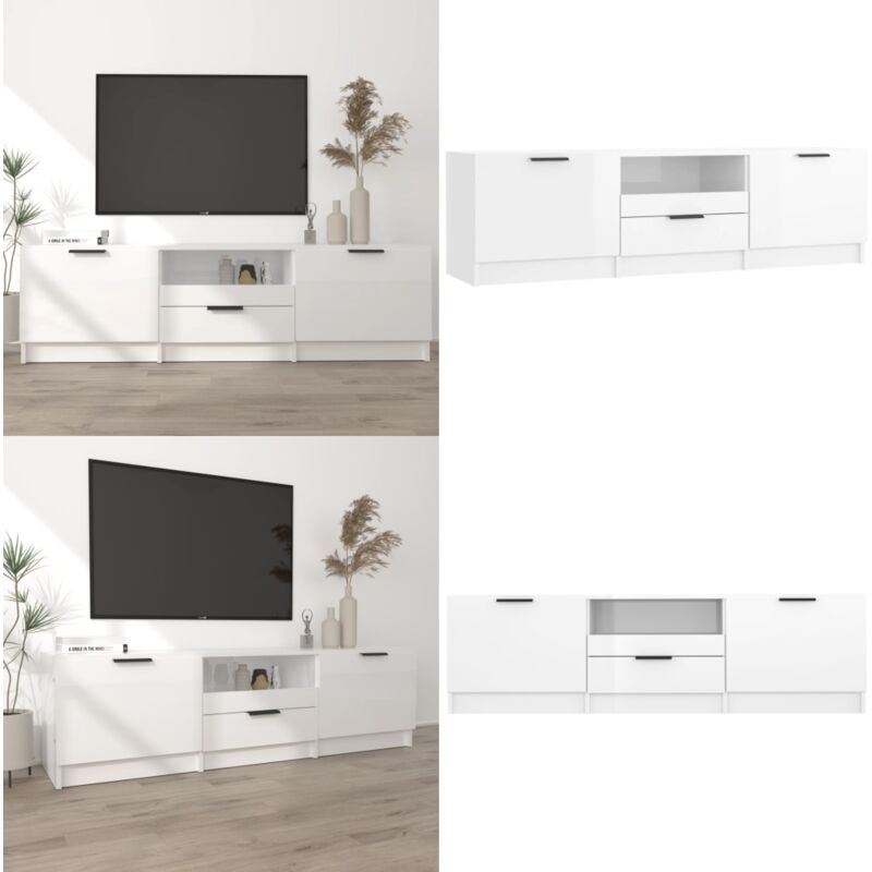 Vidaxl - Meuble tv blanc brillant 140x35x40 cm bois d'ingénierie - Meubles Tv - Meuble Tv - Support Tv - Unité Tv - Meuble Design - Home & Living