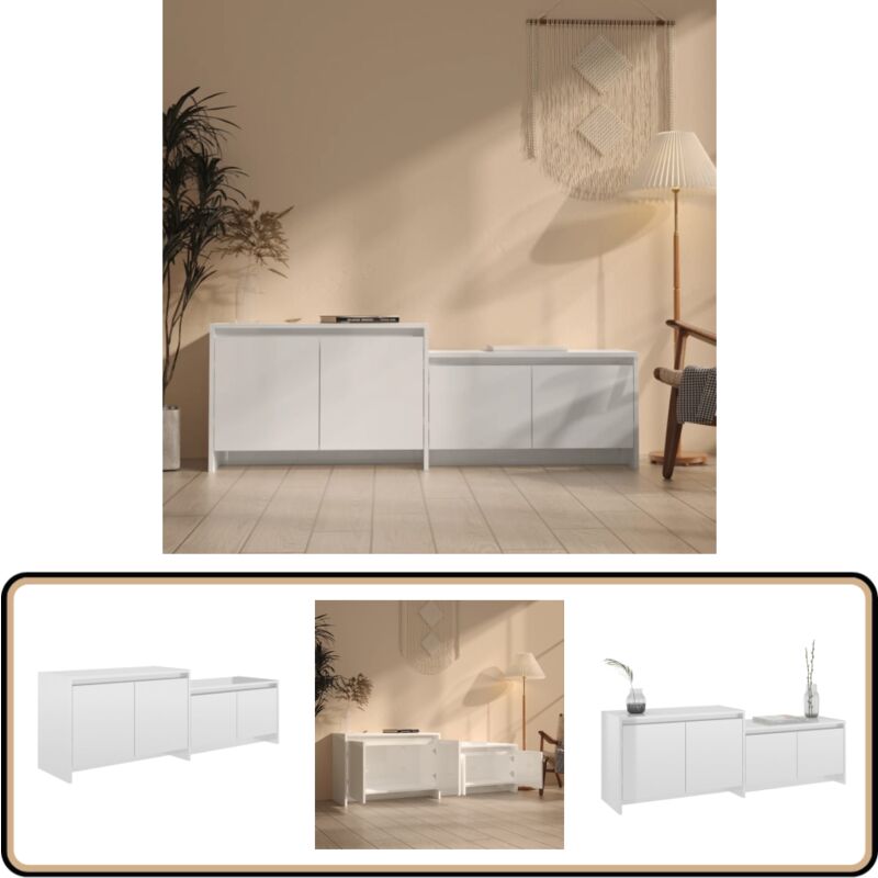 Vidaxl - Meuble tv Blanc brillant 146,5x35x50 cm Bois d'ingénierie - Meubles Tv - Meuble Tv Blanc - Meuble Rangement - Buffet Design - Armoire Bas
