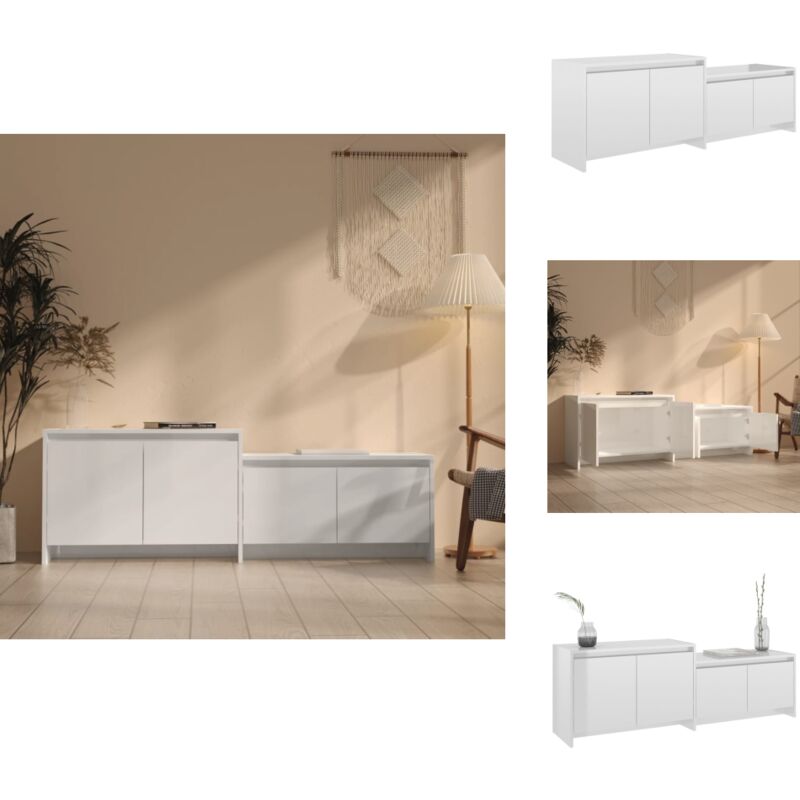 Vidaxl - Meuble tv Blanc brillant 146,5x35x50 cm Bois d'ingénierie - Meubles Tv - Meuble Tv Blanc - Meuble Rangement - Buffet Design - Armoire Bas