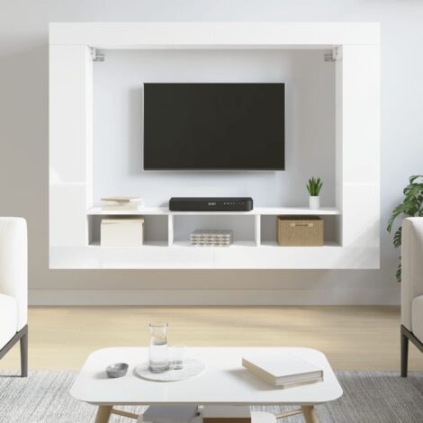 vidaXL Meuble TV suspendu Blanc brillant 80x36x25 cm Bois d