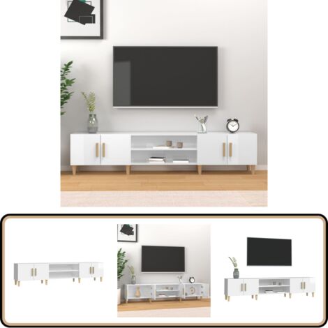 Meuble TV blanc brillant 180x31,5x40 cm bois d'ingénierie - Meubles Tv - Meuble Tv - Support Tv - Unité Tv - Meuble Moderne