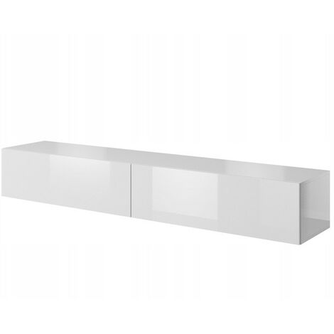 Meuble TV Blanc brillant 200x30x40cm SLIKA à suspendre meuble Hi-fi luxueux sideboeard commode