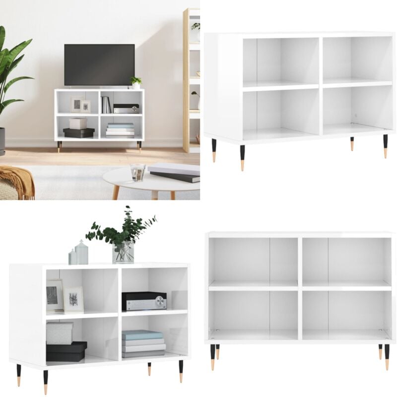 Vidaxl - Meuble tv blanc brillant 69,5 x 30 x 50 cm bois d'ingénierie - Meuble Tv - Meuble Téléviseur - Meuble Rangement - Bibliothèque Murale