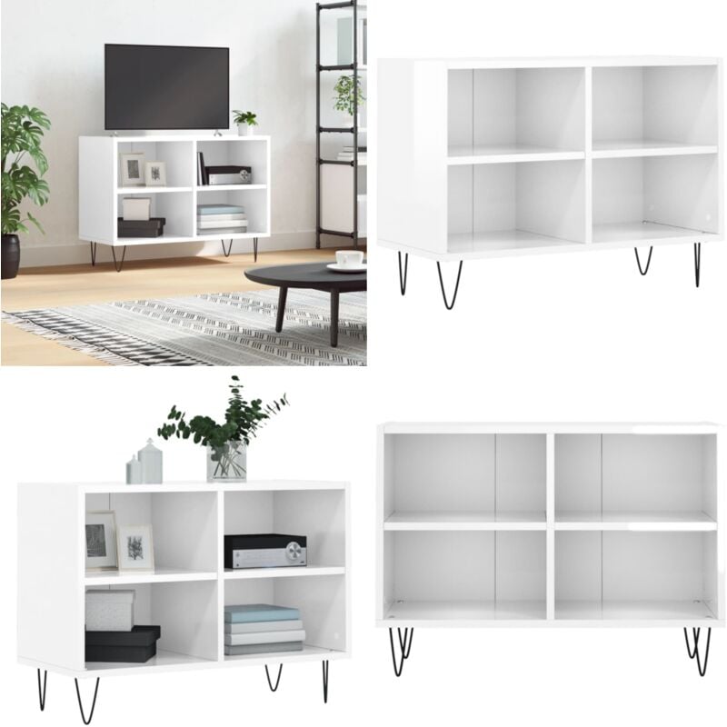 Vidaxl - Meuble tv blanc brillant 69,5 x 30 x 50 cm bois d'ingénierie - Meubles Tv - Meuble Tv - Bureau Tv - Étagère Murale - Rangement Salon - Home
