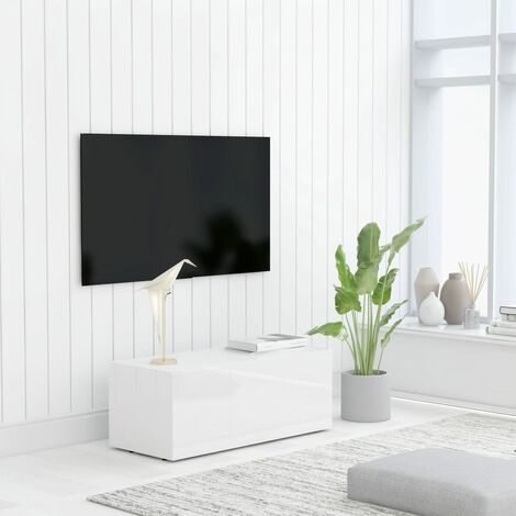 Meuble TV Blanc brillant 80x34x30 cm Aggloméré