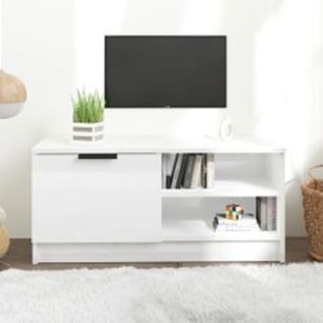 Meuble TV Blanc brillant 80x35x36,5 Bois d'ingénierie