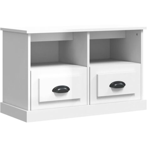 Meuble TV blanc brillant 80x35x50 bois d'ingénierie