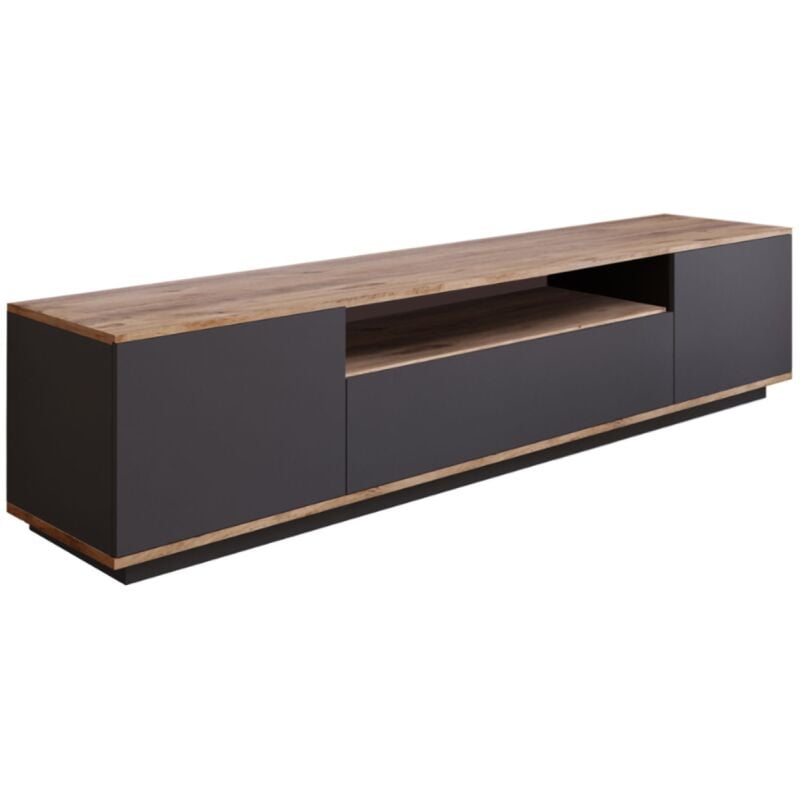 Concept-usine - tyro - Meuble tv gris et bois 180 cm