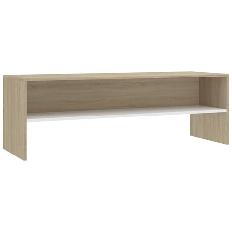 Meuble TV Blanc et chêne sonoma 120 x 40 x 40 cm Aggloméré
