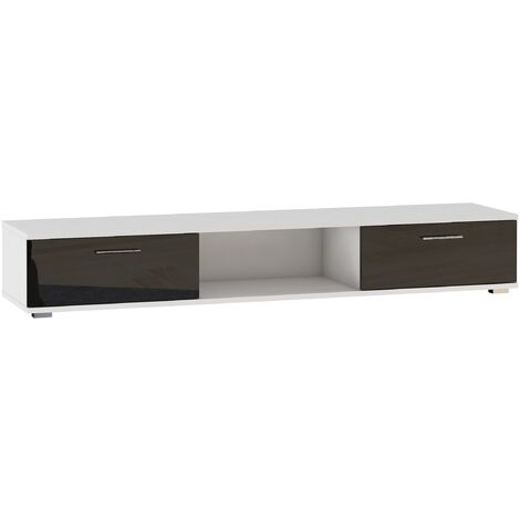 Meuble TV blanc et noir mat Flexa 176cm