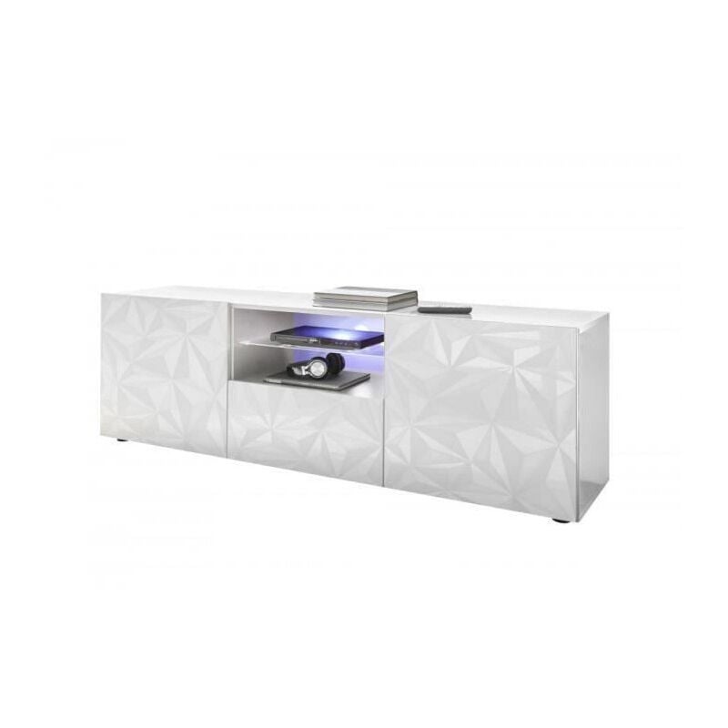 Les Tendances - Meuble tv - Blanc Laque brillant - l 181 x p 43 x h 57cm - parigi