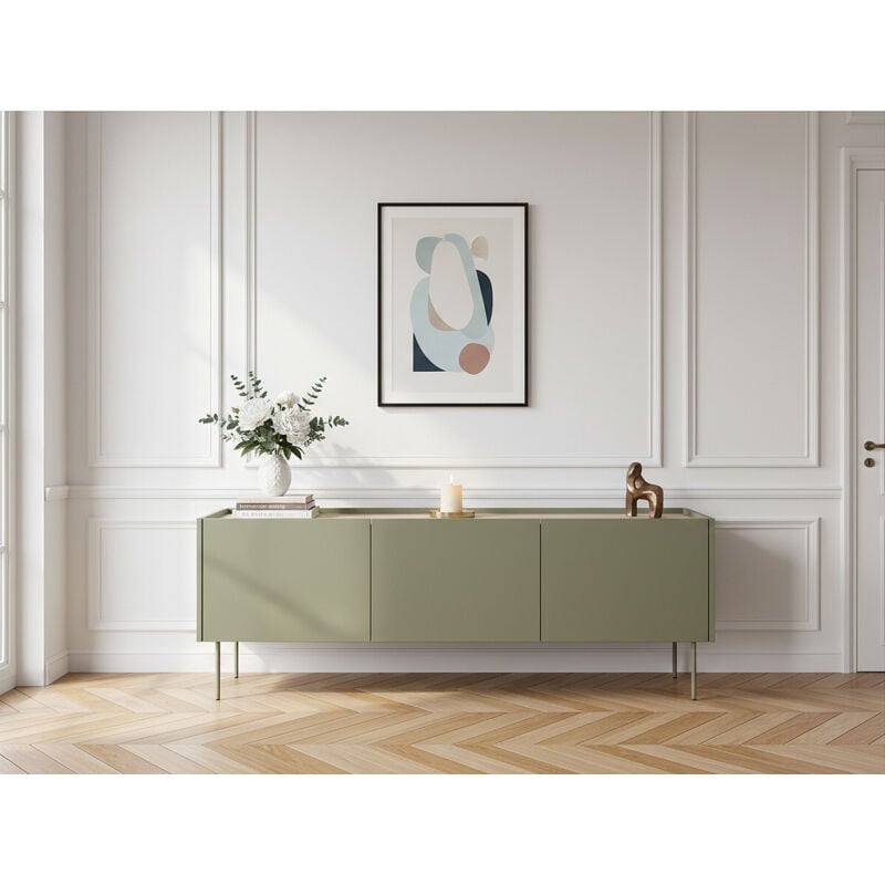 Meuble tv 3 portes 170 cm atlas Vert - Bobochic