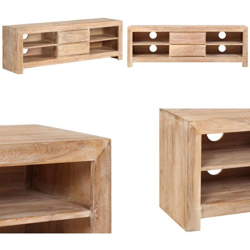 Vidaxl - Meuble tv Bois d'acacia massif 120 x 30 x 40 cm Marron clair - Meubles Tv - Meuble Tv - Meuble En Bois - Meuble Acacia - Buffet - Home &