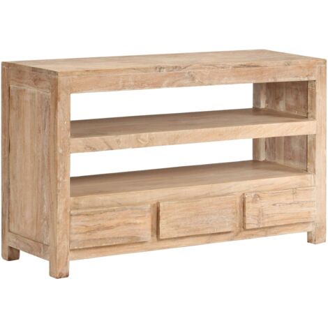 vidaXL Meuble TV Bois Acacia Massif Table TV Armoire TV Marron Clair/Foncé