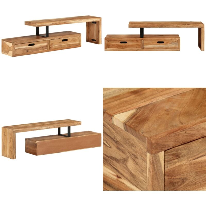 Meuble TV Bois d'acacia massif - Meuble Tv - Meuble Tv Bois - Meuble Tv Vintage - Meuble Tv Industriel - Meuble Tv Acacia - Home & Living