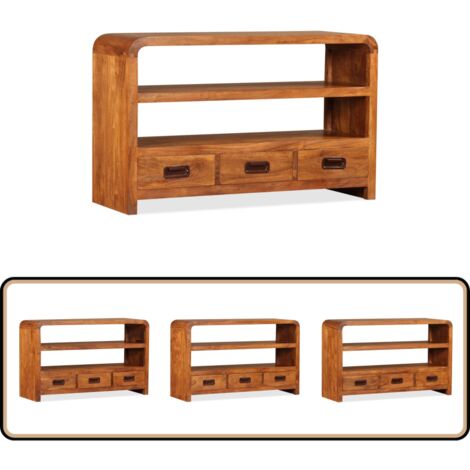 Meuble TV Bois d'acacia solide 90 x 30 x 55 cm - Meubles Tv - Meuble Tv - Meuble Audio - Rangement Media - Acacia