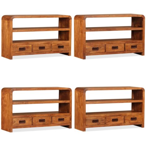 Meuble TV Bois d'acacia solide 90 x 30 x 55 cm - Meubles Tv - Meuble Tv - Meuble Audio - Rangement Media - Acacia - Home & Living